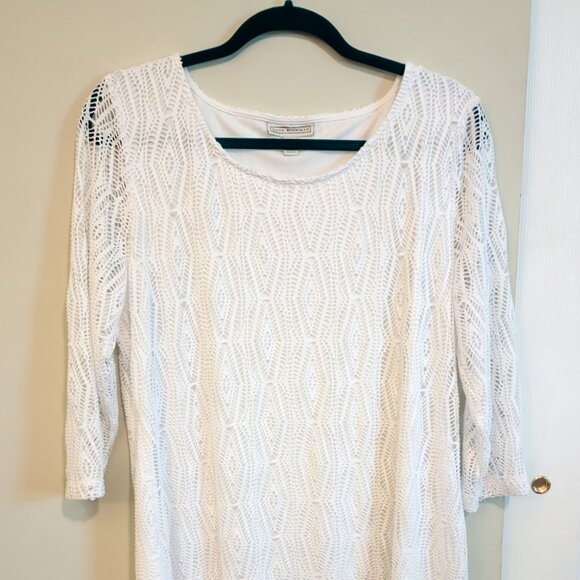 XL Dana Buchman White Crochet-like Lace Dress - Picture 3 of 5